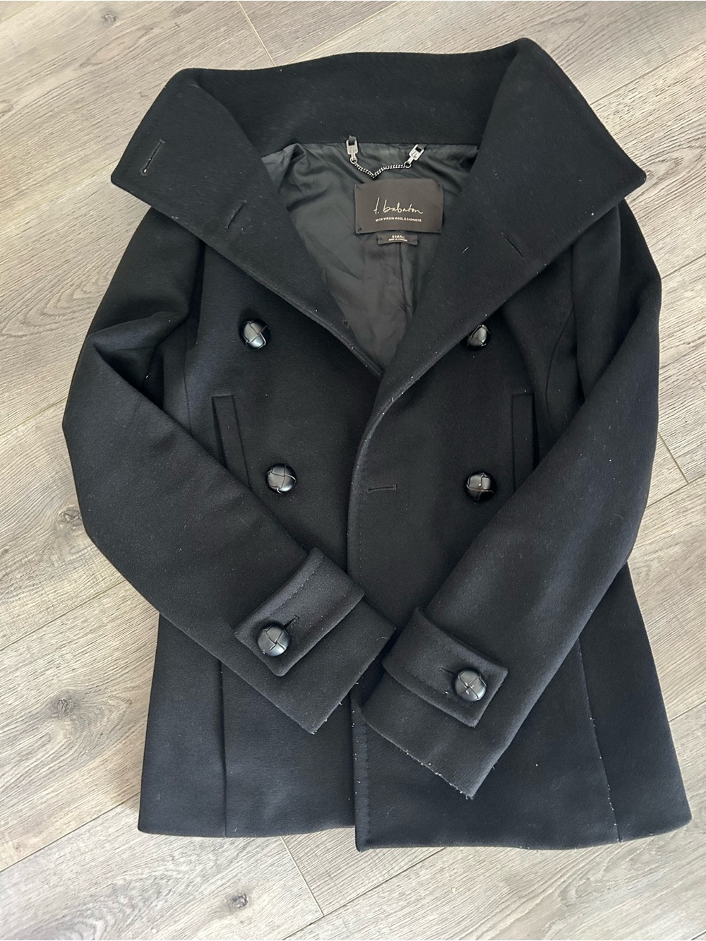 Aritzia Howell Peacoat Talula Babaton Black Virgin Wool & Cashmere Coat